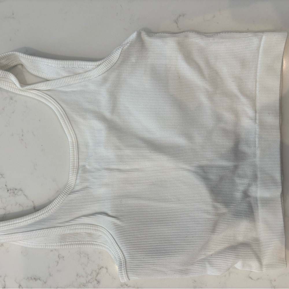 Hanes White Ribbed Tank Top - Picture 2 of 2
